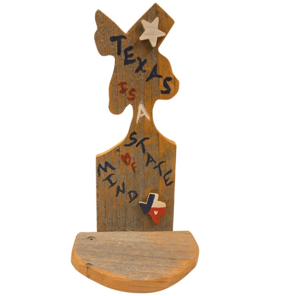 Texas Folk Art Wood Shelf TX OOAK Wall Art Barnwood Western Country